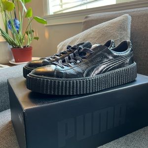 FENTY PUMA CREEPERS BLACK CRACKED LEATHER.